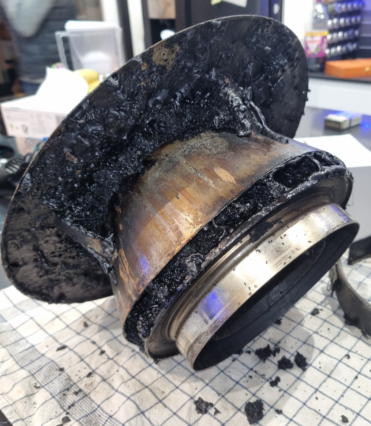 Creosote blocking a twin wall cowl from a log burnerl Creosote blocking a twin wall cowl from a log burnerl