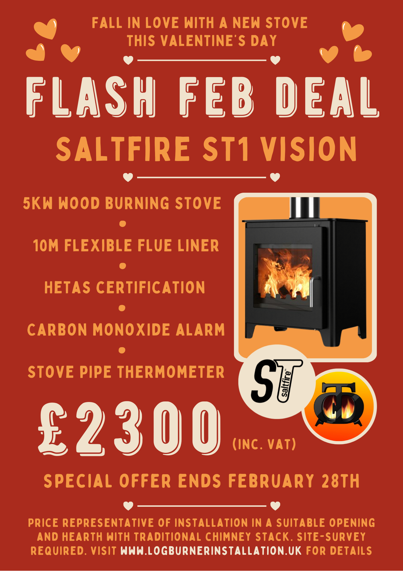 Log burner fully installed and certifiied for £2300 - special offer during February 2026 only