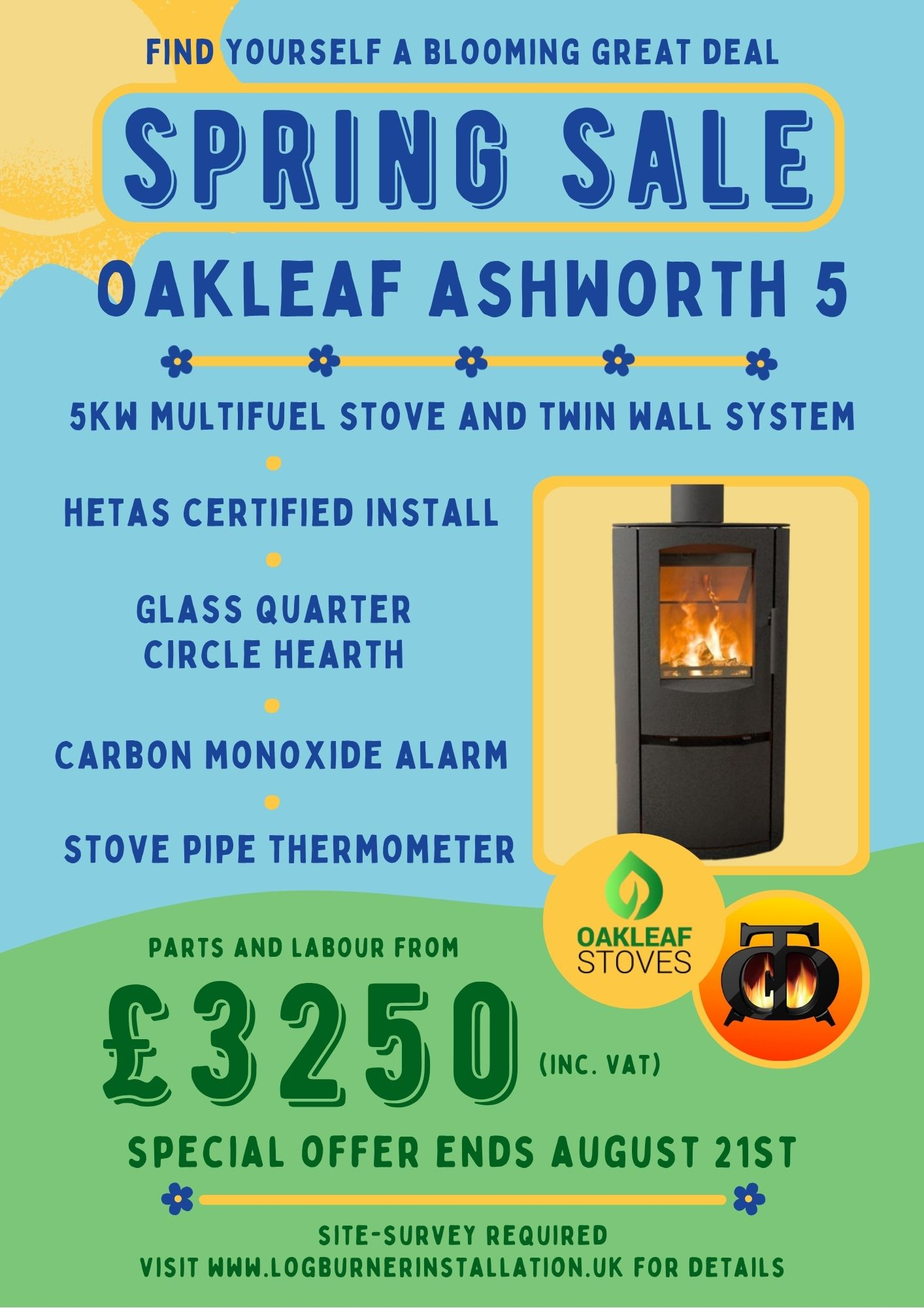 Special offer on freestanding stove and twin wall installation